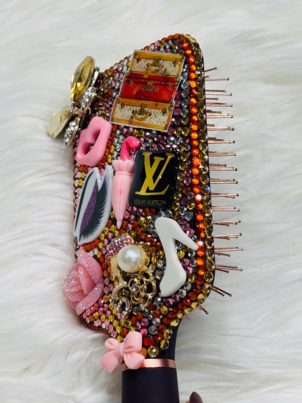 Louis Vuitton Pink and Purple Rhinestone Paddle Hair Brush - Picture 3 of 6